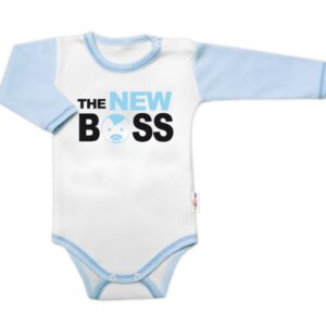 Body dlouhý rukáv s vtipným textem Baby Nellys, The New Boss, vel. 86, kluk