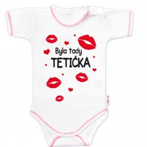 Body krátký rukáv s vtipným textem Baby Nellys, Byla tady tetička, vel. 86