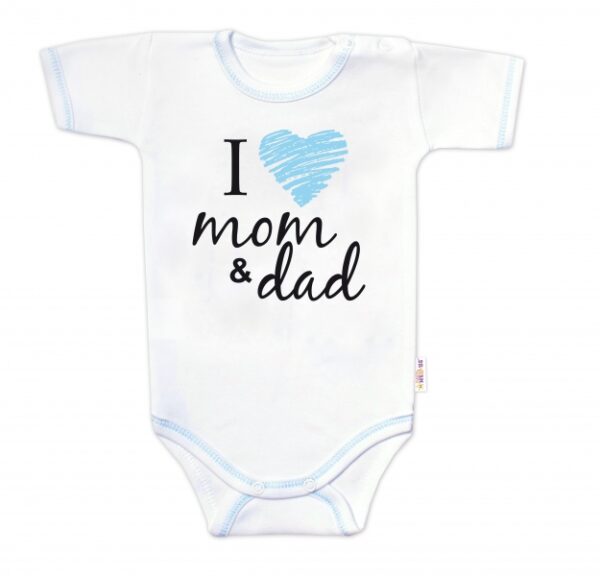 Body krátký rukáv Baby Nellys, I love mom & dad, kluk, vel. 74