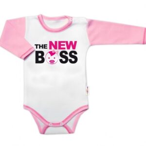 Body dlouhý rukáv s vtipným textem Baby Nellys, The New Boss, vel. 68, holka