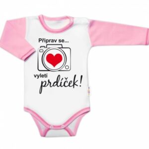 Body dlouhý rukáv s vtipným textem Baby Nellys, Připrav se....vyletí prdíček, holka,vel.68