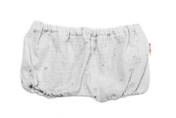 Baby Nellys Mušelínové letní kraťasky Stars, šedé, vel. 80/86