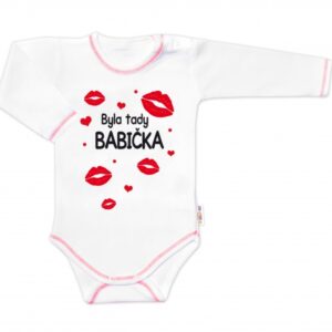 Body dlouhý rukáv s vtipným textem Baby Nellys, Byla tady babička
