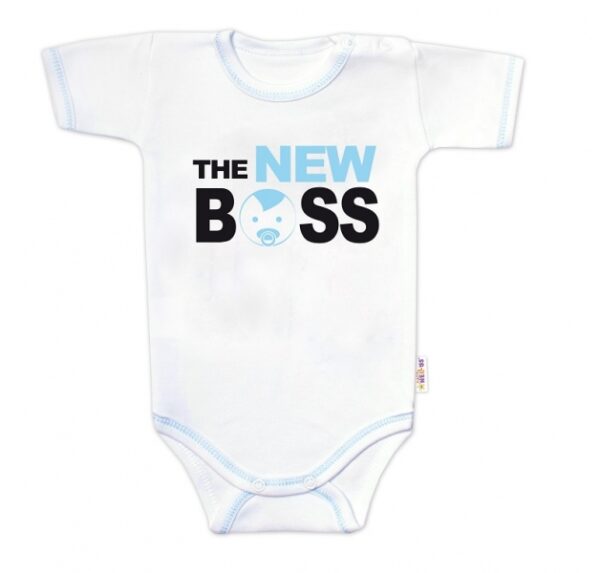 Body krátký rukáv s vtipným textem Baby Nellys, The New Boss, vel. 74, kluk