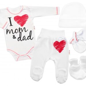 5-ti dílná soupravička do porodnice I love mom & dad, vel. 62, uni
