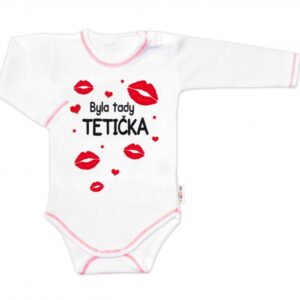 Body dlouhý rukáv s vtipným textem Baby Nellys, Byla tady tetička, vel. 86