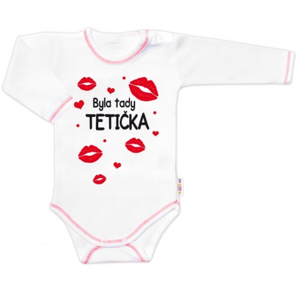 Body dlouhý rukáv s vtipným textem Baby Nellys, Byla tady tetička, vel. 86