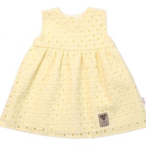 Baby Nellys Lehké Handmade šatičky Madeira, žluté, vel. 104