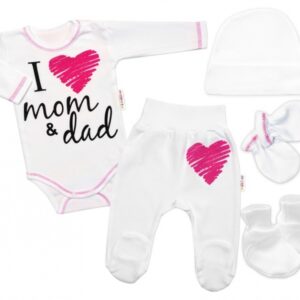 5-ti dílná soupravička do porodnice I love mom & dad, holka