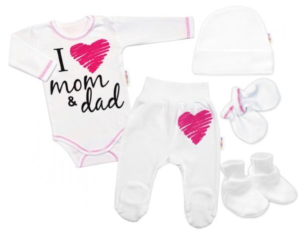 5-ti dílná soupravička do porodnice I love mom & dad, vel. 62, holka