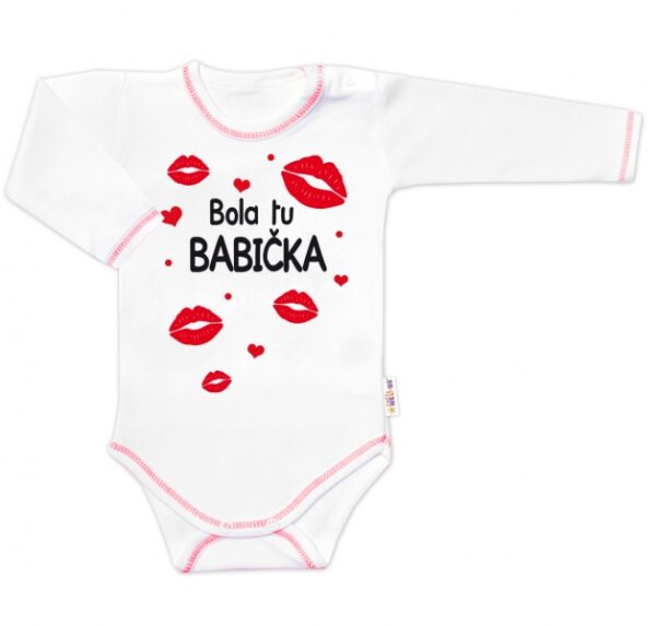 Body dlouhý rukáv s vtipným textem Baby Nellys, Bola tu BABIČKA, vel. 62