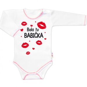 Body dlouhý rukáv s vtipným textem Baby Nellys, Bola tu BABIČKA, vel. 86