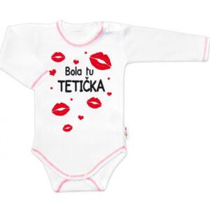 Body dlouhý rukáv s vtipným textem Baby Nellys, Bola tu TETIČKA, vel. 68