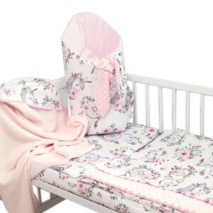 Baby Nellys 6-ti dílná výhod. sada s dárkem pro miminko, 120x90 Sny Jednorožce, růžová