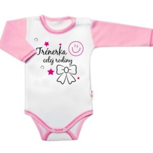 Body dlouhý rukáv s vtipným textem Baby Nellys, Trenérka celej rodiny, vel. 68