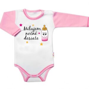 Body dl. rukáv s vtip. textem Baby Nellys,  Milujem nočné desiate, vel. 68, holka