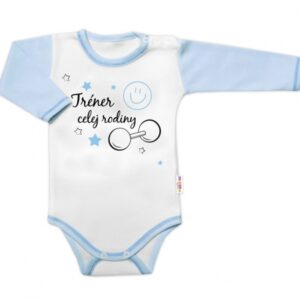 Body dlouhý rukáv s vtipným textem Baby Nellys, Trenér celej rodiny, vel. 68