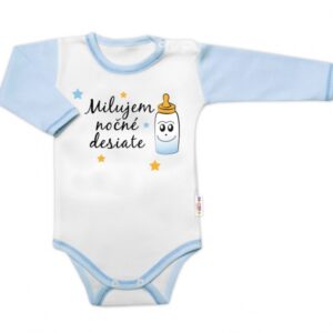 Body dl. rukáv s vtip. textem Baby Nellys, Milujem nočné desiate, vel. 74, kluk