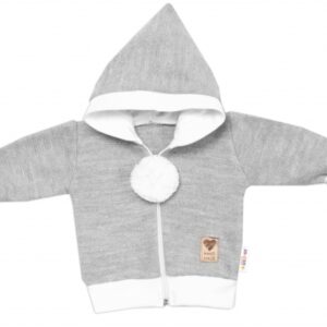 3-dílná souprava Hand made, pletený kabátek, kalhoty a botičky, šedá, vel. 68