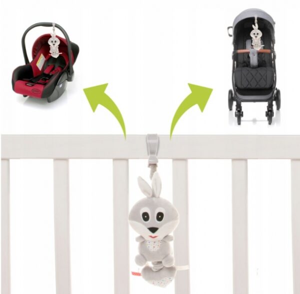 Závěsná plyšová hračka s melodií, Rabbit, šedá - Image 6