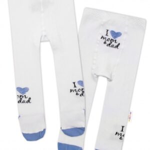Baby Nellys Bavlněné punčocháče I love mom & dad - modré, vel. 80/86