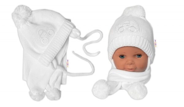 Zimní čepička s šálou - Autíčko bílá, 0-6m, Baby Nellys - Image 2