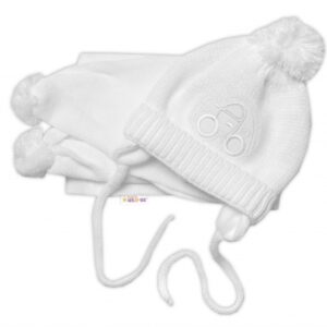 Zimní čepička s šálou - Autíčko bílá, 0-6m, Baby Nellys
