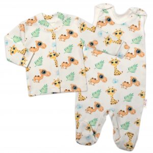 Baby Nellys 2-dílná sada bavlněné dupačky s košilkou, Camels baby - krémová