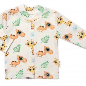 Baby Nellys 2-dílná sada bavlněné dupačky s košilkou, Camels baby - krémová, vel. 62