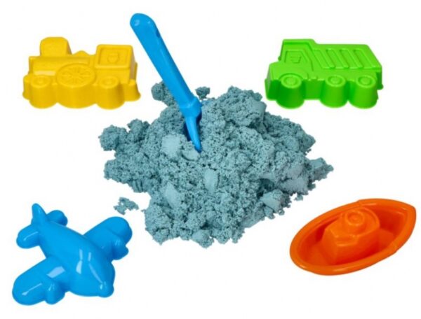 Kinetický písek - modrý - 2kg + formičky dopravní prostředky zdarma - Obrázek 3