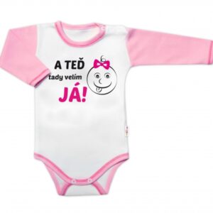 Baby Nellys Body dlouhý rukáv s vtipným textem, A TEĎ tady velím JÁ! Holka, vel. 86