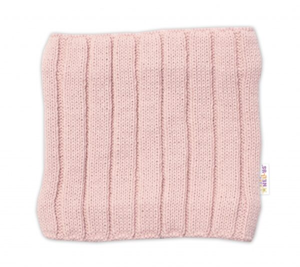 BABY NELLYS Dětská zimní nadčasová čepice + komínek , pudrová - Image 4