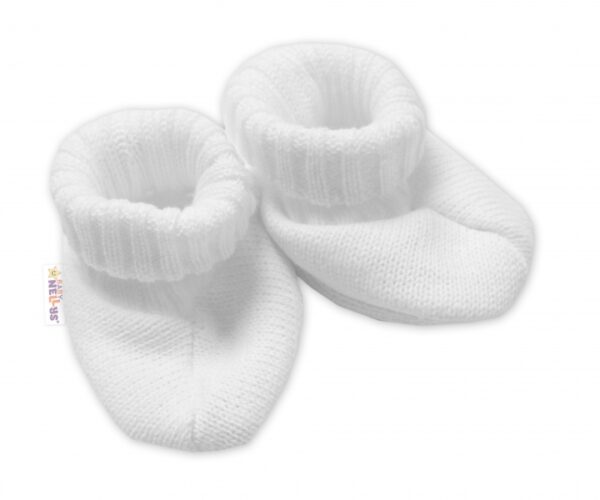 Baby Nellys Pletené botičky/capáčky STAR Hand Made, bílé