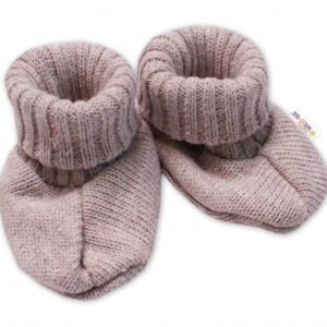 Baby Nellys Pletené botičky/capáčky STAR Hand Made, béžové