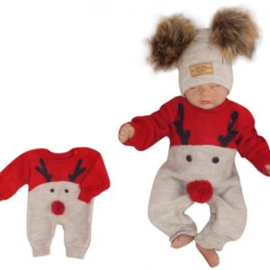 Z&Z Dětský pletený Vánoční overálek Baby Sob, červený, vel. 68