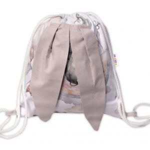 Baby Nellys Dětský bavlněný batůžek s ušima, Slon a duha, bílý