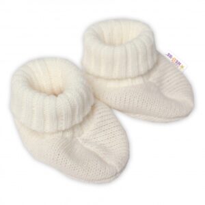 Baby Nellys Pletené botičky/capáčky STAR Hand Made, ecru