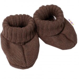 Baby Nellys Pletené botičky/capáčky STAR Hand Made, hnědé