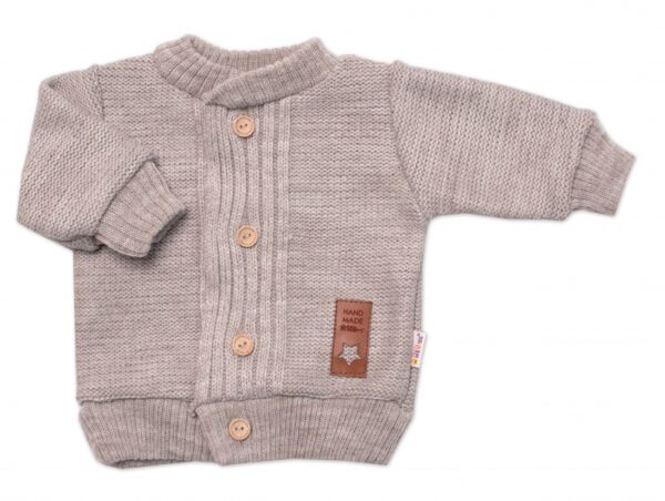 5-dílná pletená sada Baby Nellys, Boy, body, kalhoty, svetr, čepička, motýlek - béžová - Image 2