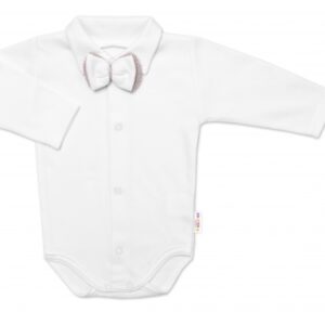 5-dílná pletená sada Baby Nellys, Boy, body, kalhoty, svetr, čepička, motýlek, béžová,62