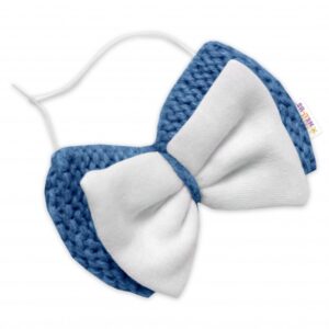 5-dílná pletená sada Baby Nellys, Boy, body, kalhoty, svetr, čepička, motýlek - modrá,62