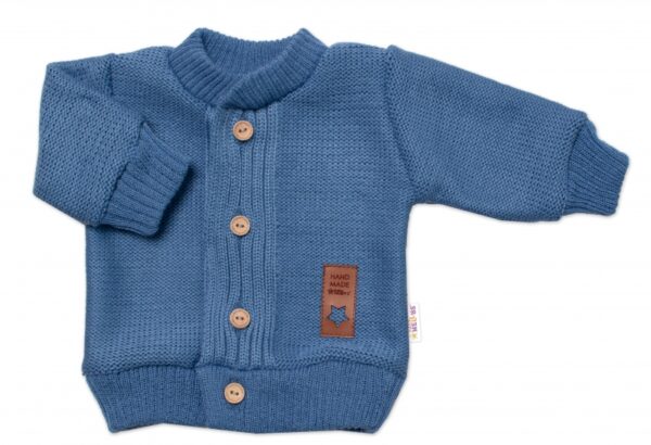 5-dílná pletená sada Baby Nellys, Boy, body, kalhoty, svetr, čepička, motýlek - modrá,68 - Image 2