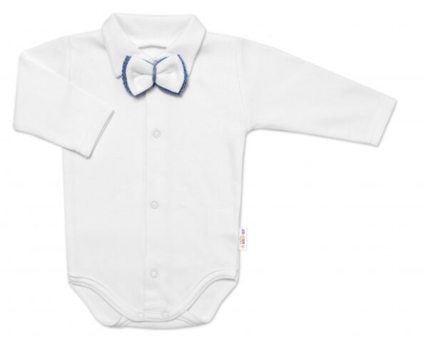 5-dílná pletená sada Baby Nellys, Boy, body, kalhoty, svetr, čepička, motýlek - modrá,68 - Image 6