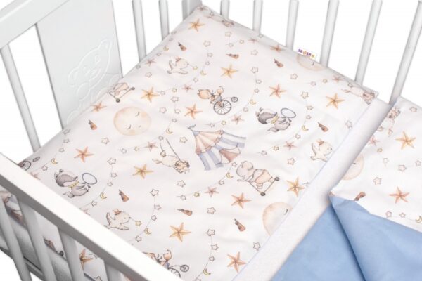 3-dílná sada Mantinel s povlečením Baby Nellys Cirkus, modrá/bílá - Obrázek 2