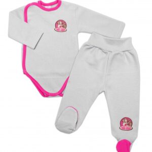 2-dílná sada G-baby body dl. rukáv zap. bokem + polodupačky Pony Farm, šedá