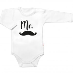 Body dl. rukáv Mr., bavlna Baby Nellys, bílo/černé, vel. 68