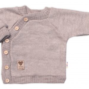 Dětský pletený svetřík s knoflíčky, zap. bokem, Hand Made Baby Nellys, béžový, vel. 80/86