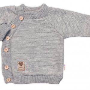 Dětský pletený svetřík s knoflíčky, zap. bokem, Hand Made Baby Nellys, šedý