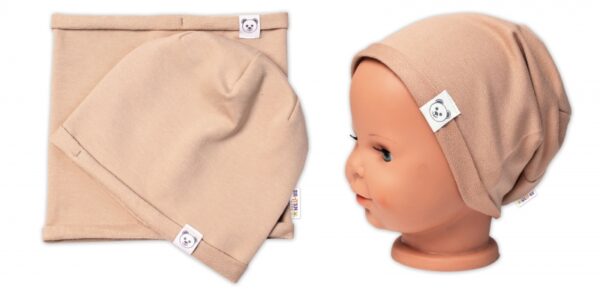 Čepice s nákrčníkem bavlna, Little Bear, Baby Nellys, béžová, vel. 98/134 - Obrázek 3