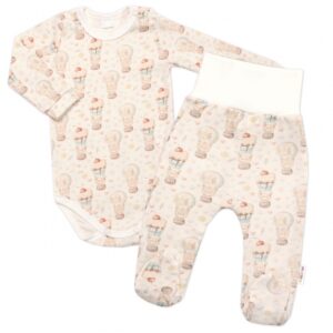 2-dílná sada body zap. u krku + polodupačky, Baby Nellys, Sweet Candy - krémová